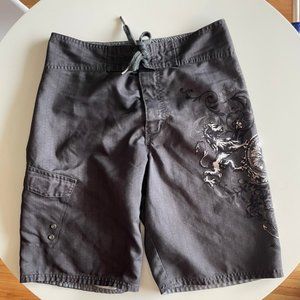 Men's Unlined Board Shorts/Swim Shorts - Grey Graphic